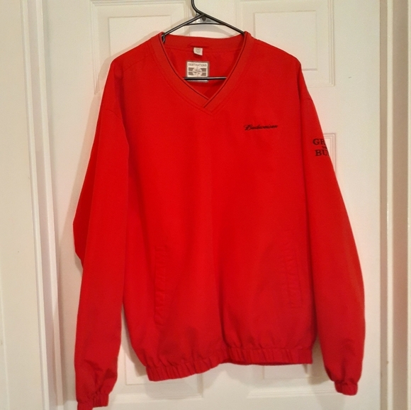Budweiser Red Golf Windbreaker - Med -missing snap - Picture 1 of 7